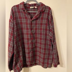 Mens L.L. Bean Tartan Watch Plaid Pajama Top 107924 Red Maroon Size XL Tall‎
